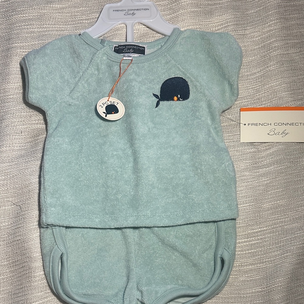 French Connection Mint Whale Baby Set